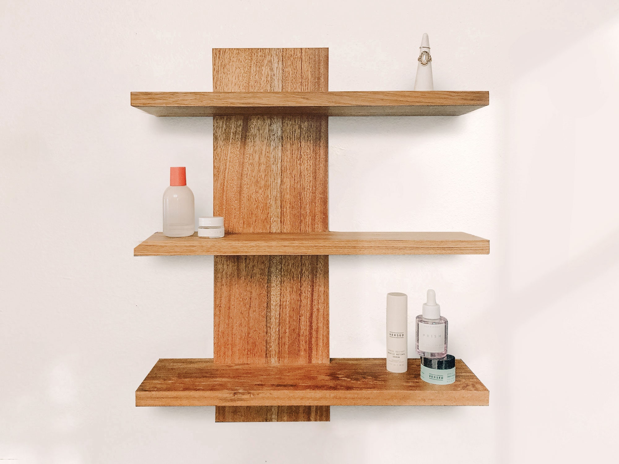 Draper Shelf Custom Mid Century Modern Solid Wood, Wall-mounted