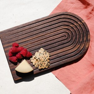 Rainbow Arch Serving Board Maple Small bread cutting board cheese & charcuterie platter appetizer tray wedding housewarming gift Walnut