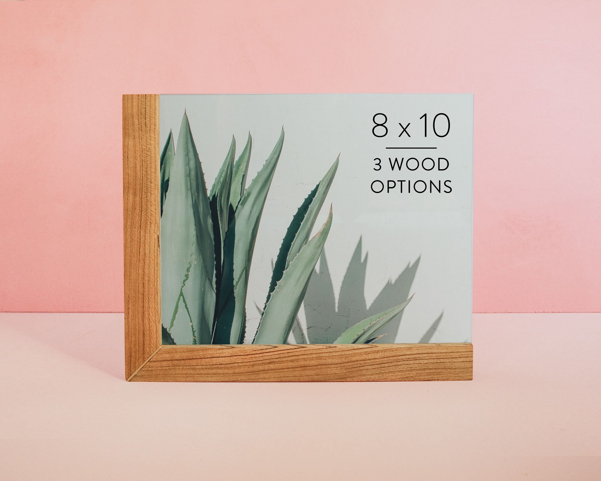8 x 10 Floating Wood Picture Frame w/ Brass Etsy