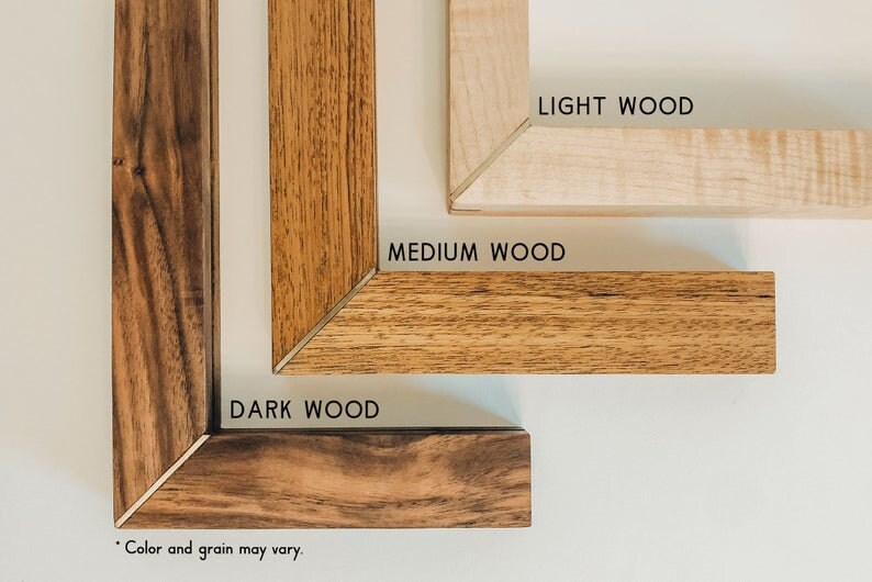 8 x 10 Floating Wood Picture Frame w/ Brass Etsy