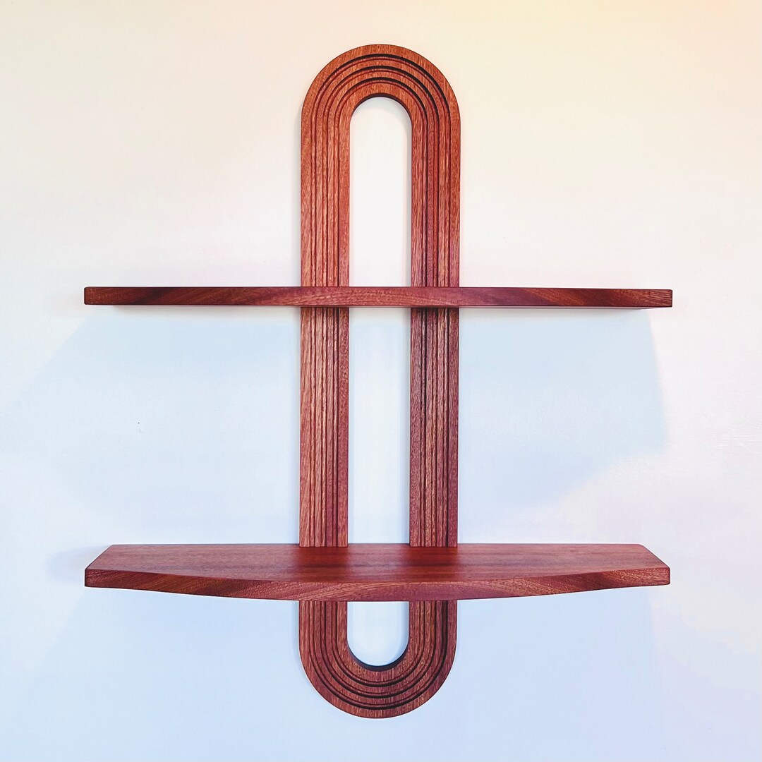 Mid Century Modern Wall Mounted Shelving Unit 30 Inches Tall, 24 Inches