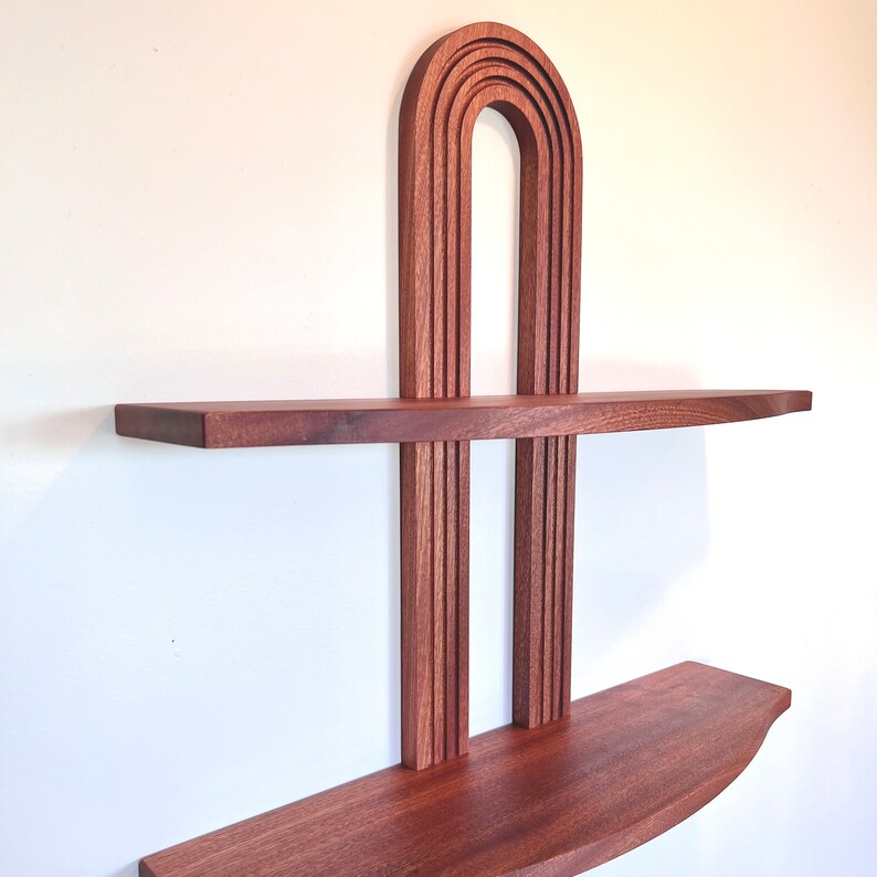 Mid Century Modern Wall Mounted Shelving Unit 30 Inches Tall, 24 Inches