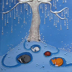 Star Tree - Mystical Art - Sleeping Animals - Woodland Art