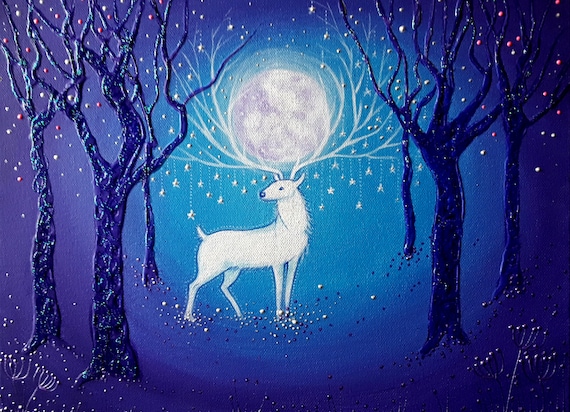 Mystical Stag - White Stag - White Hart - Stag Print - Mystical Print - Pagan - Wiccan