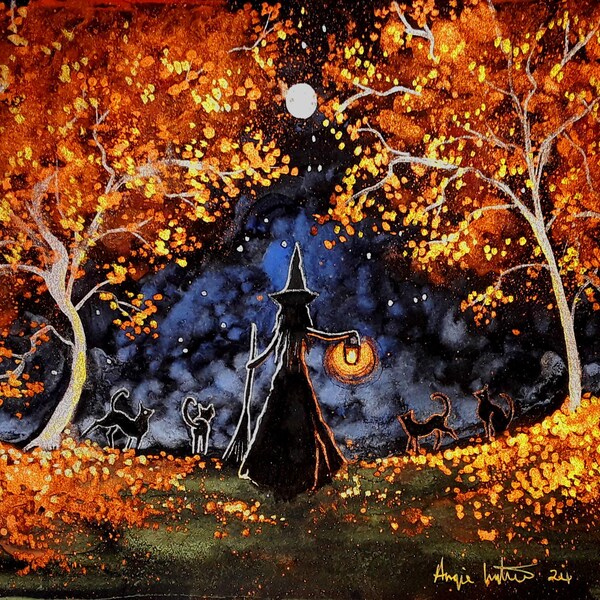 Witch, Witch Print, Autumn Witch, Fall Witch, Mystical Print