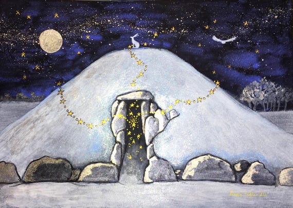 Bryn Celli Dhu, A3 Print, Pagan, Burial Mound, Mystical