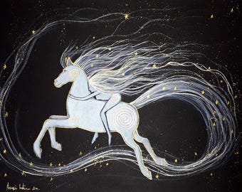 Large A3 Print, Rhiannon, Goddess Print, A3 Print, Mystical Horse Goddess, Goddess Art
