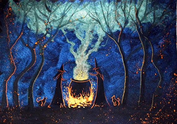 Witch, Witches Potion, Witches Cauldron, Witch Print, Witch Art
