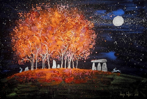 Autumn at the Ancient Place, Autumn Print, A4 print, Fall, Standing Stones