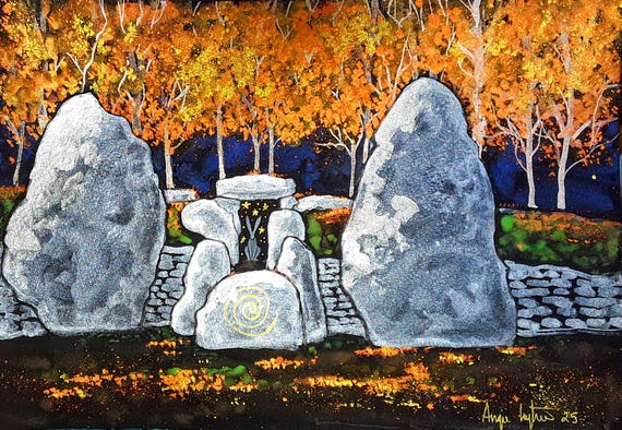 Autumn at Wayland's Smithy , A4 Print, Long Barrow, Burial Mound, Pagan, Druid, Hare