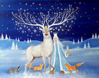 Goddess Art - Winter Goddess - Winter Goddess Print - Snow Queen - Mystical Winter