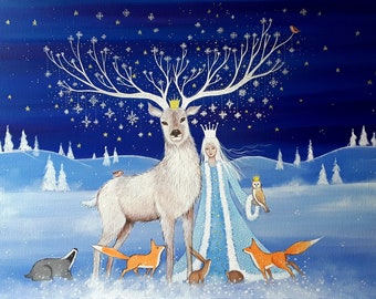 Goddess Art - Winter Goddess - Winter Goddess Print - Snow Queen - Mystical Winter