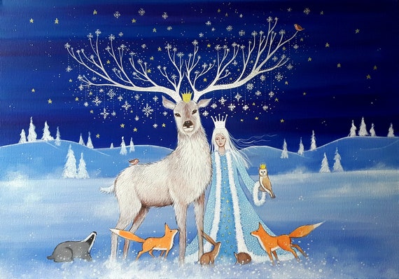 Goddess Art - Winter Goddess - Winter Goddess Print - Snow Queen - Mystical Winter