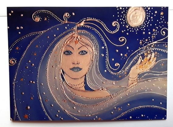 Goddess Card -  Night Goddess - Goddess Art - Pagan - Wiccan
