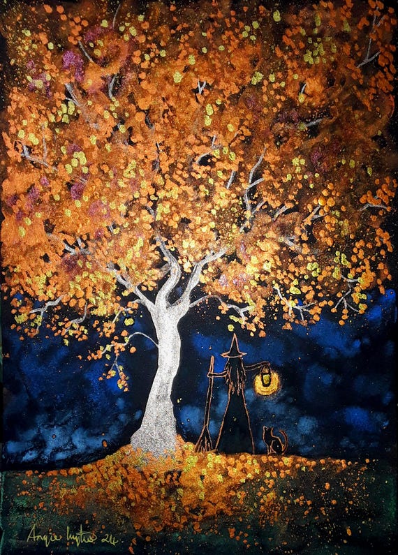 Witch Print, Autumn Witch, Witch Art, Fall Witch, Mystical Print