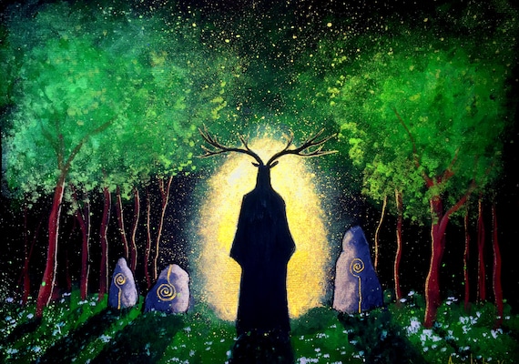Herne the Hunter, A4 Print, Forest God, Mystical Print