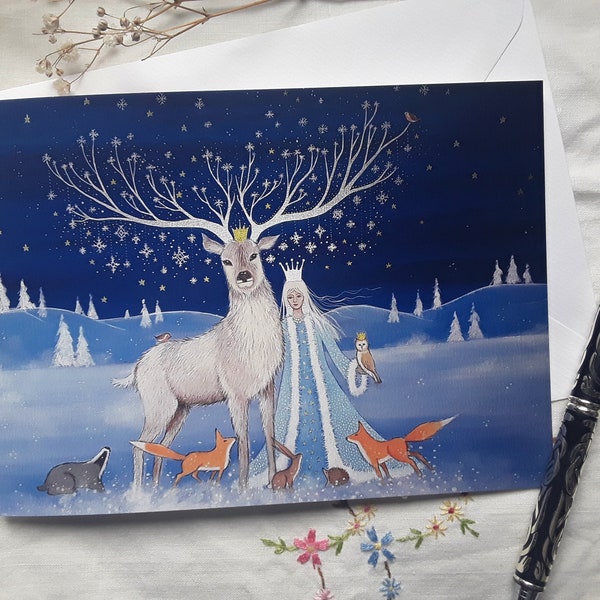 Goddess Card - Winter Goddess - Goddess Art - Snow Queen - Wiccan - Pagan - Mystical