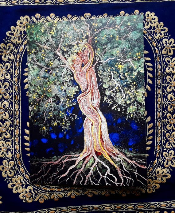 Beltane Card, Art Card, Goddess and the Greenman, Pagan Card, Blank Card, Mystical