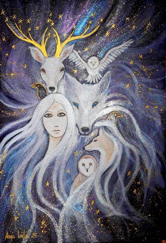 Soul Spirits Amended Version, A4 print, Spirit Animals, Goddess,  Mystical Print, Pagan
