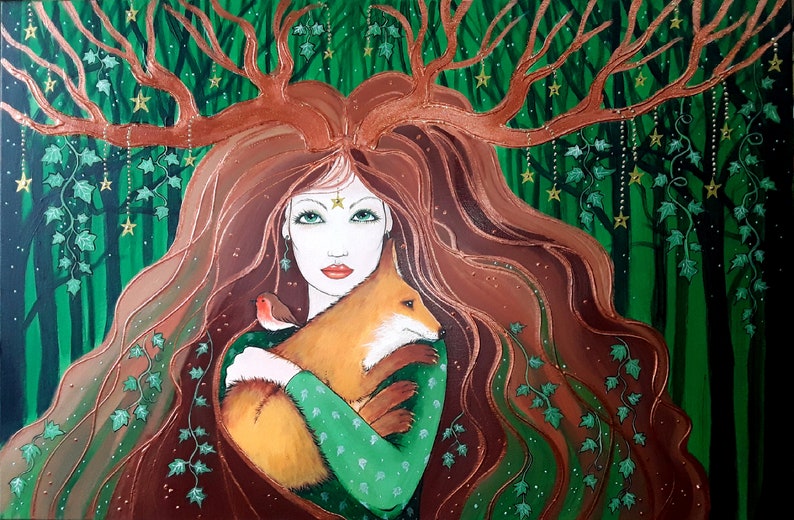 Forest Goddess  Goddess Art  Goddess Print  Pagan  Wiccan image 0