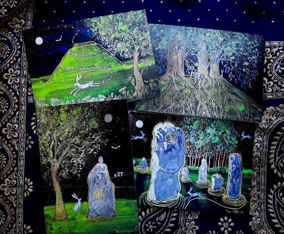 Sacred Places, Avebury, Silbury Hill, Standing Stones, Pagan, Druid, Blank Cards, Mystical Cards