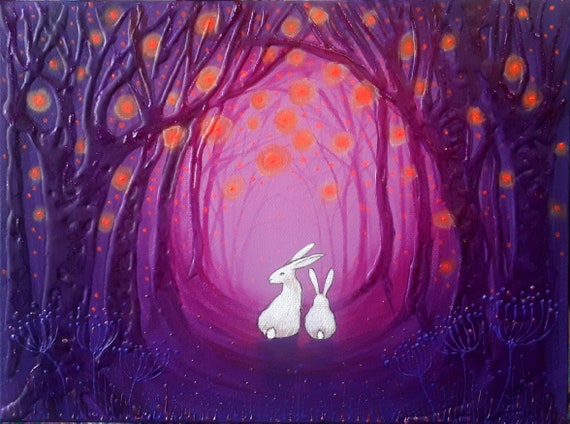 A4 Mystical Hare Print - Hare Art - White Hares - Mystical print - Enchanted Forest