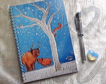 Highland Cow Notebook - Arty Notebook - Stocking Filler - Writers Gift - A5 Notebook