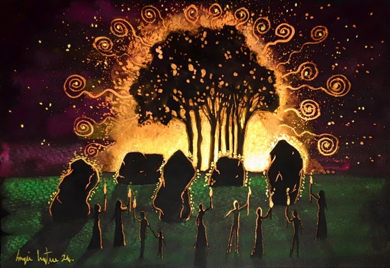 Avebury, Summer Solstice, Standing Stones, Stone Circle, Pagan, Druid, Mystical Print