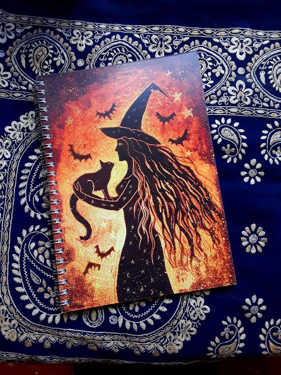 Witch Notebook, Samhain, Halloween Notebook, Spiral Notebook, A5 Notebook