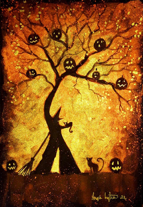 Witch Art, Witch Print, Samhain, Halloween, Spooky Art, Halloween Print