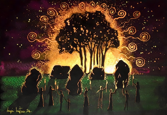 Avebury, Summer Solstice, Mystical Print, A4 Print, Pagan, Druid