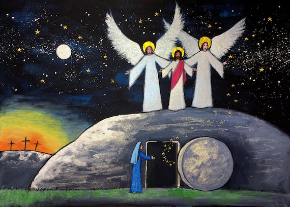 He is Risen, Original Painting, Easter, Jesus, Christian Art, Resurrection, Christ