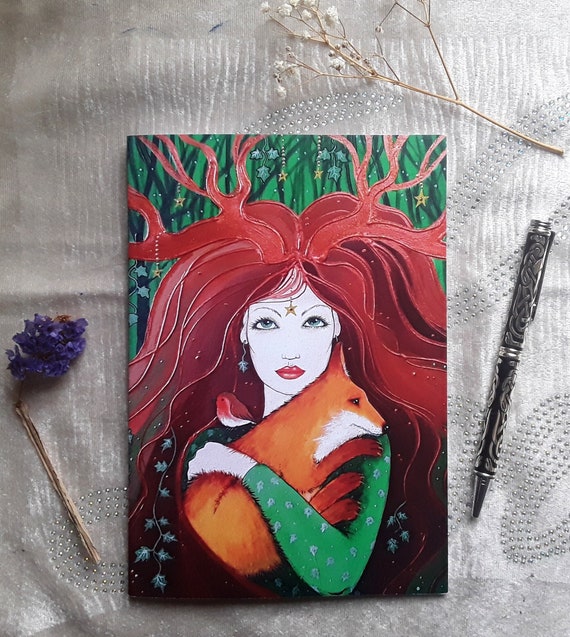 Forest Goddess Notebook - Fox - Goddess Art - Journal - Arty Gift
