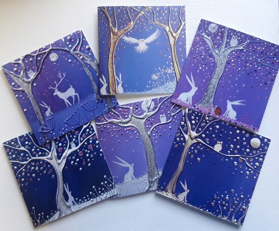 Mystical Hare and Owl Cards - White Hare - Owl Cards - Pagan - Wiccan - Moongazing Hare cards