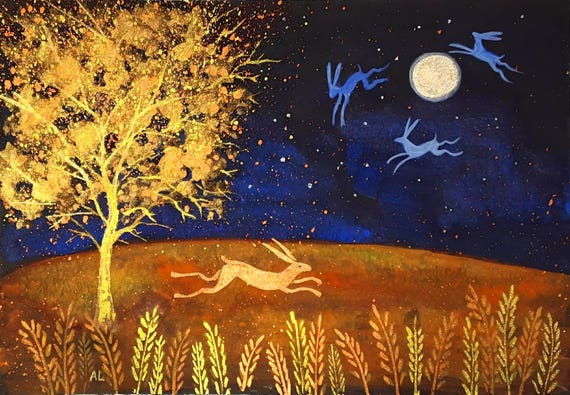 Harvest Moon A4 Print, Autumn, Fall, Harvest Time, Mystical Print