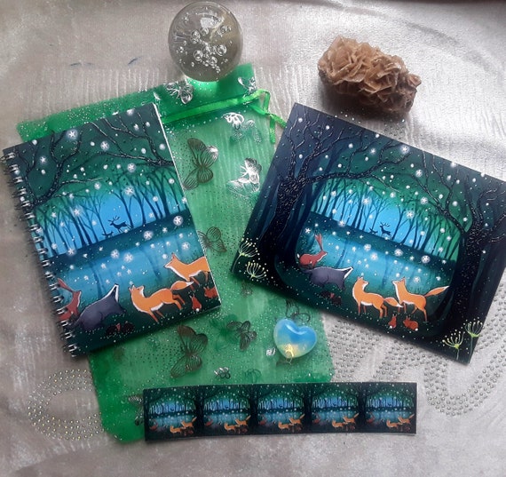 Mystical Gift Set - Notebook, Card and Sticker set - Christmas Gifts Set - Stocking filler - Arty Gift Set