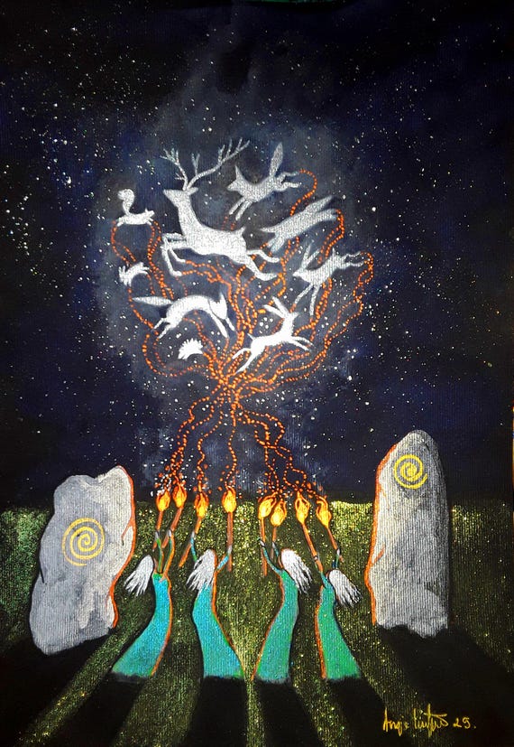 Summer Solstice, Standing Stones, Mystical Print, A4 Print, Pagan, Druid