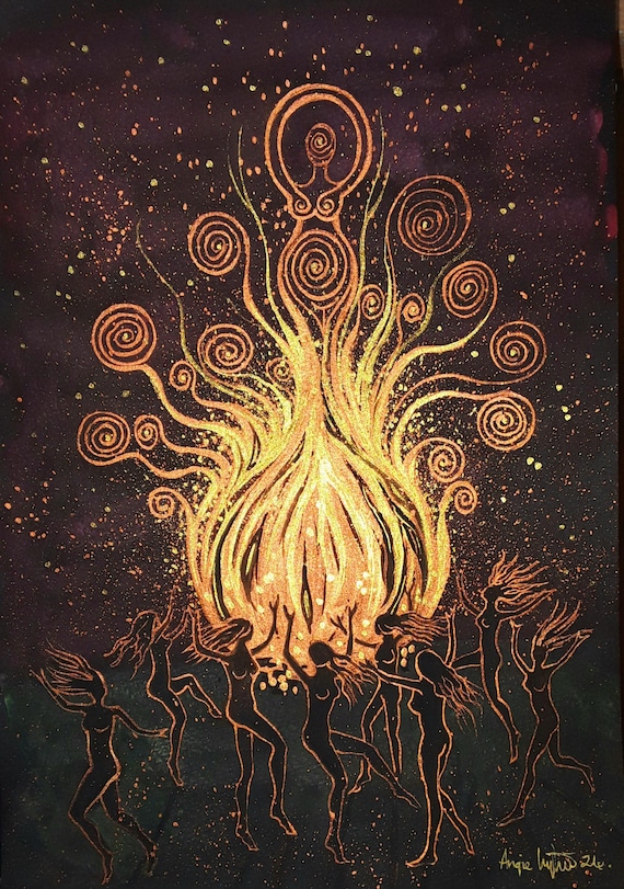 Spiral Goddess, Honouring the Sacred Feminine, Goddess, Dancing Women, Mystical Print, Pagan