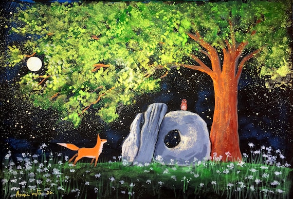 The Devils Ring and Finger, A4 Print, Standing Stones, Fox, Pagan, Mystical
