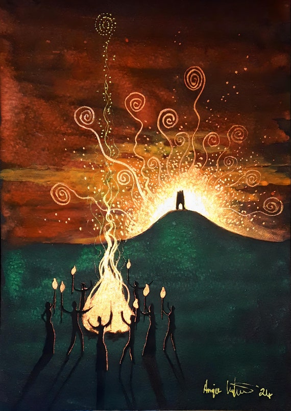 Avalon Summer Solstice, Avalon, Glastonbury Tor Print, Mystical Print, Pagan