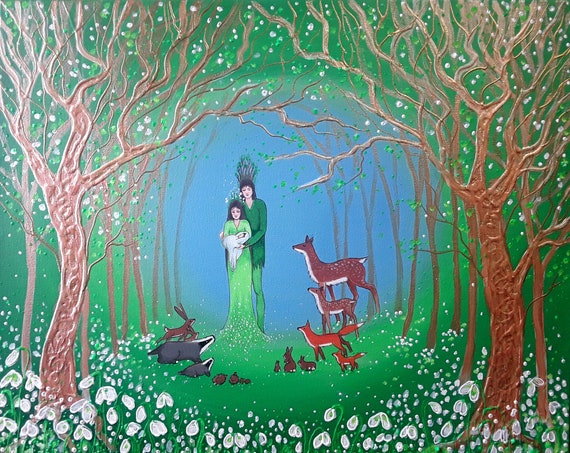 Spring Goddess Painting - Original Spring Art - Mystical Spring - Wiccan - Pagan - God and Goddess Art - The Birth of Spring