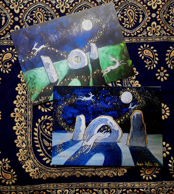 Men-An-Tol Cards, Art Cards, Set of Two Cards, Blank Cards, Standing Stones, Pagan, Mystical