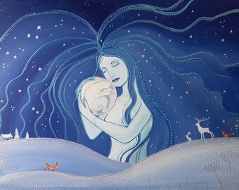 Goddess Art - Goddess Print - Night Goddess - Moon Goddess - Pagan - Wiccan - Mystical art