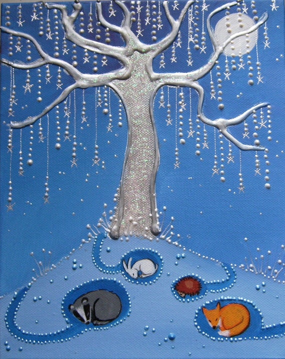 Star Tree - Mystical Art - Sleeping Animals - Woodland Art