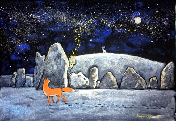 Winter at West Kennet, Avebury, A4 Print, Fox, Long Barrow