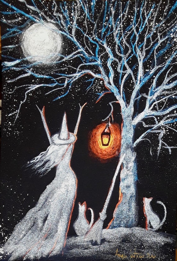 Witch Print, Winter Witch, White Witch, Moon Witch