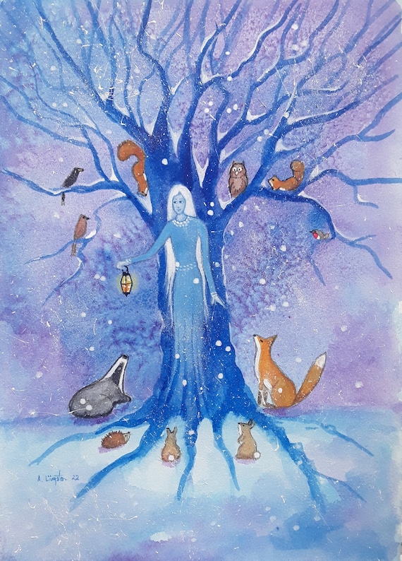 Goddess Art - Winter Goddess - Tree Goddess - Pagan - Wiccan - Goddess Print