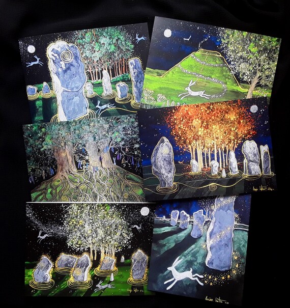Six Art Cards, Avebury Cards, Mystical, Pagan, Blank Cards, Standing Stones, Avebury