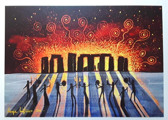 Stonehenge Print, Winter Solstice, Mystical Print, Standing Stones, Stone Circle