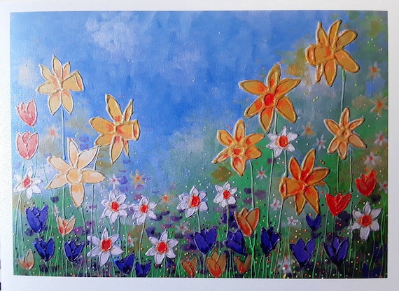 Spring Flowers - Daffodils - Crocus - Spring Art - Spring Painting - Narcissus